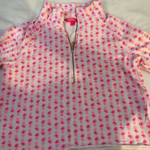 Lily Pulitzer pink and white pineapple half zip